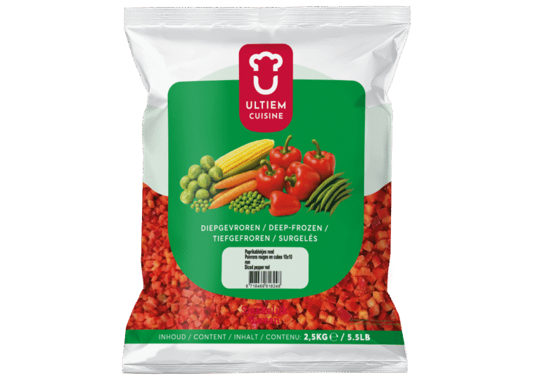 Paprikablokjes rood 10 mm