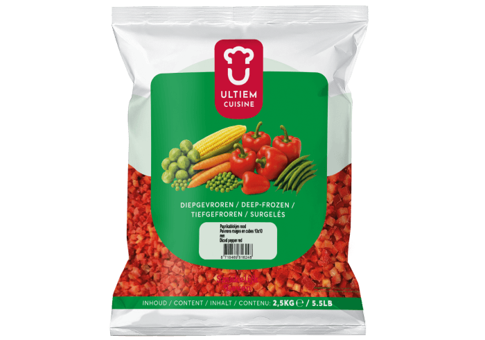 Paprikablokjes rood 10 mm